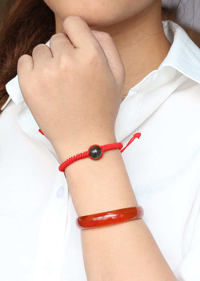 Vòng Tay Kết Dây Hạt Thạch Anh Tóc Xanh Ngọc Quý Gemstones GA32