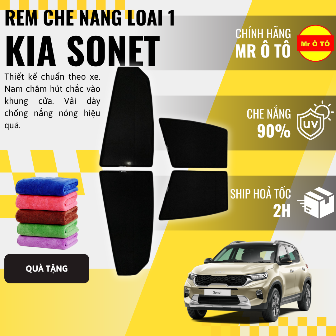Rèm Che Nắng Xe Kia Sonet Loại 1 Mr Ô TÔ Bảo Hành 24 tháng Cam Kết Chuẩn Khít Theo Xe