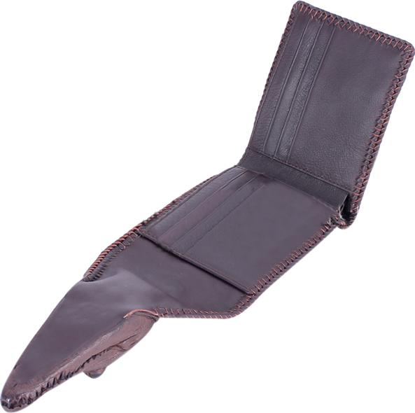 Ví Nam Da Cá Sấu Nguyên Con Vip Huy Hoàng HT2273 (12.5 x 10 cm) - Nâu Đất