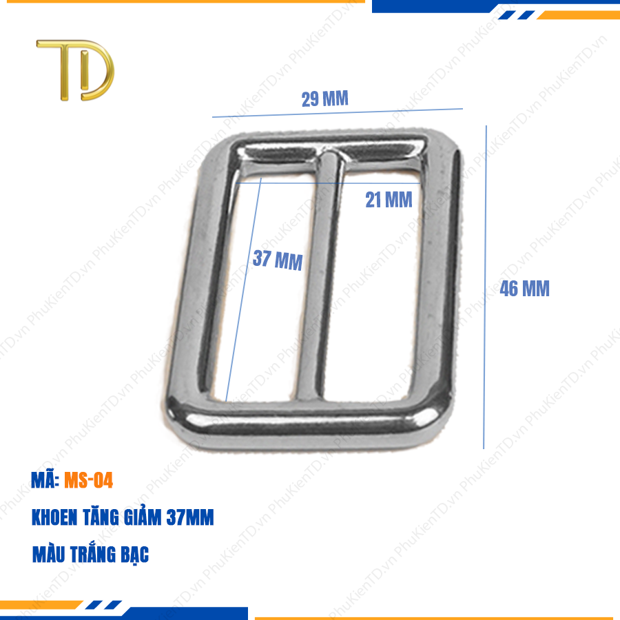 Khoen tăng giảm dây túi xách, Khoen chỉnh dây đeo túi, Tăng đơn túi xách 37mm mạ điện độ bền 5-8 năm