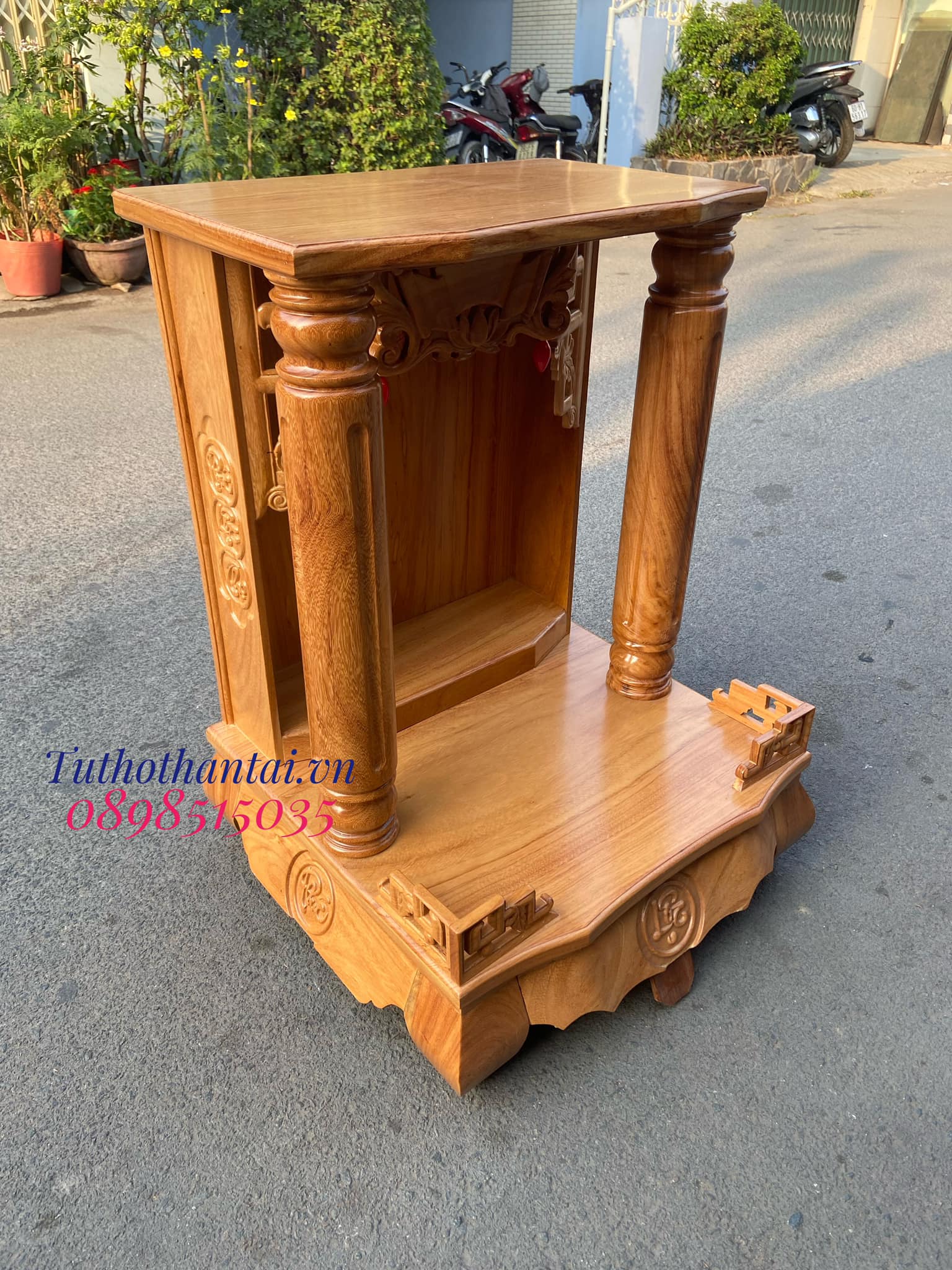 Bàn thờ thần tài cột Tròn Trơn 60 X 60 X 88CM