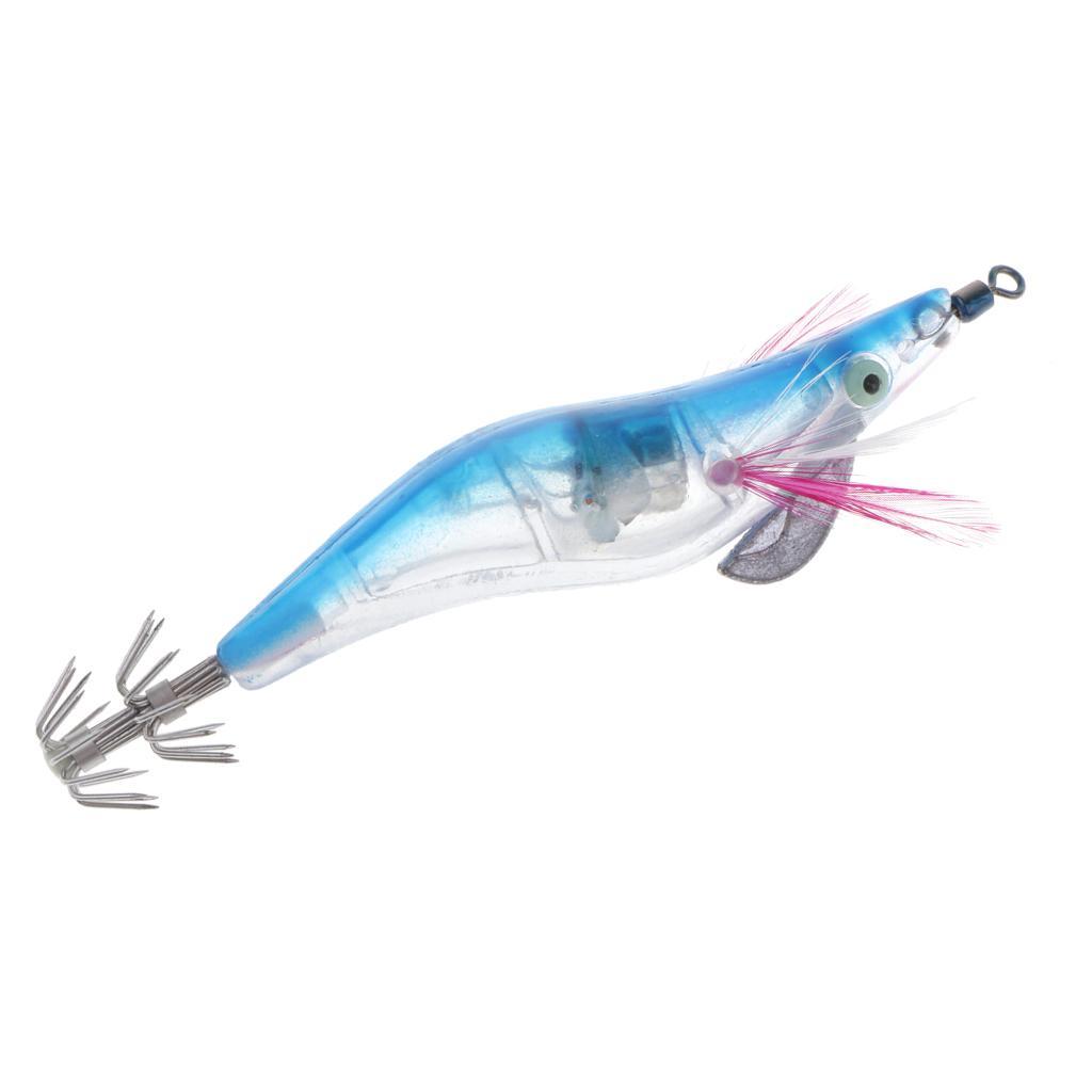 Glow In Dark Squid Jigs Hooks Blue Shrimp Fishing Lures With Luminous Hook