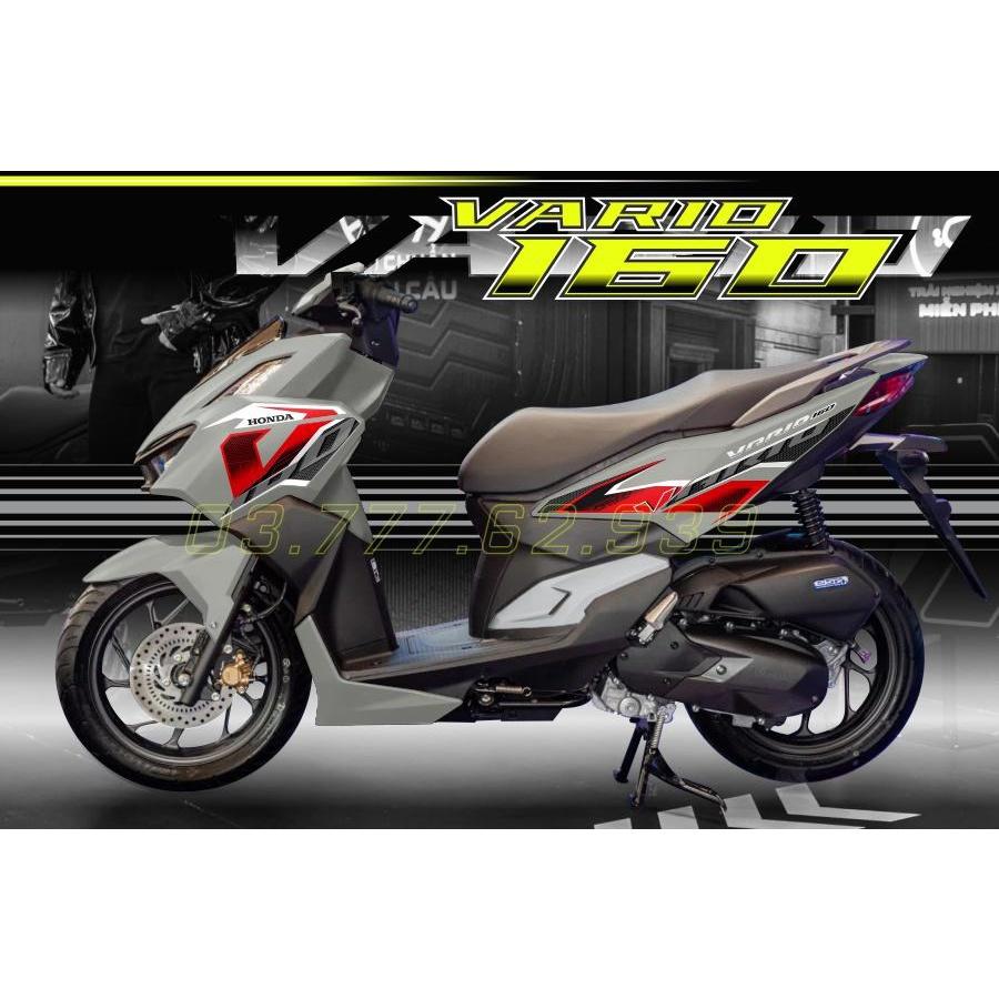 Bi Decal Tem rời Vario 160 xe xám xi măng - mẫu tổ ong đỏ đen mới nhất 2023