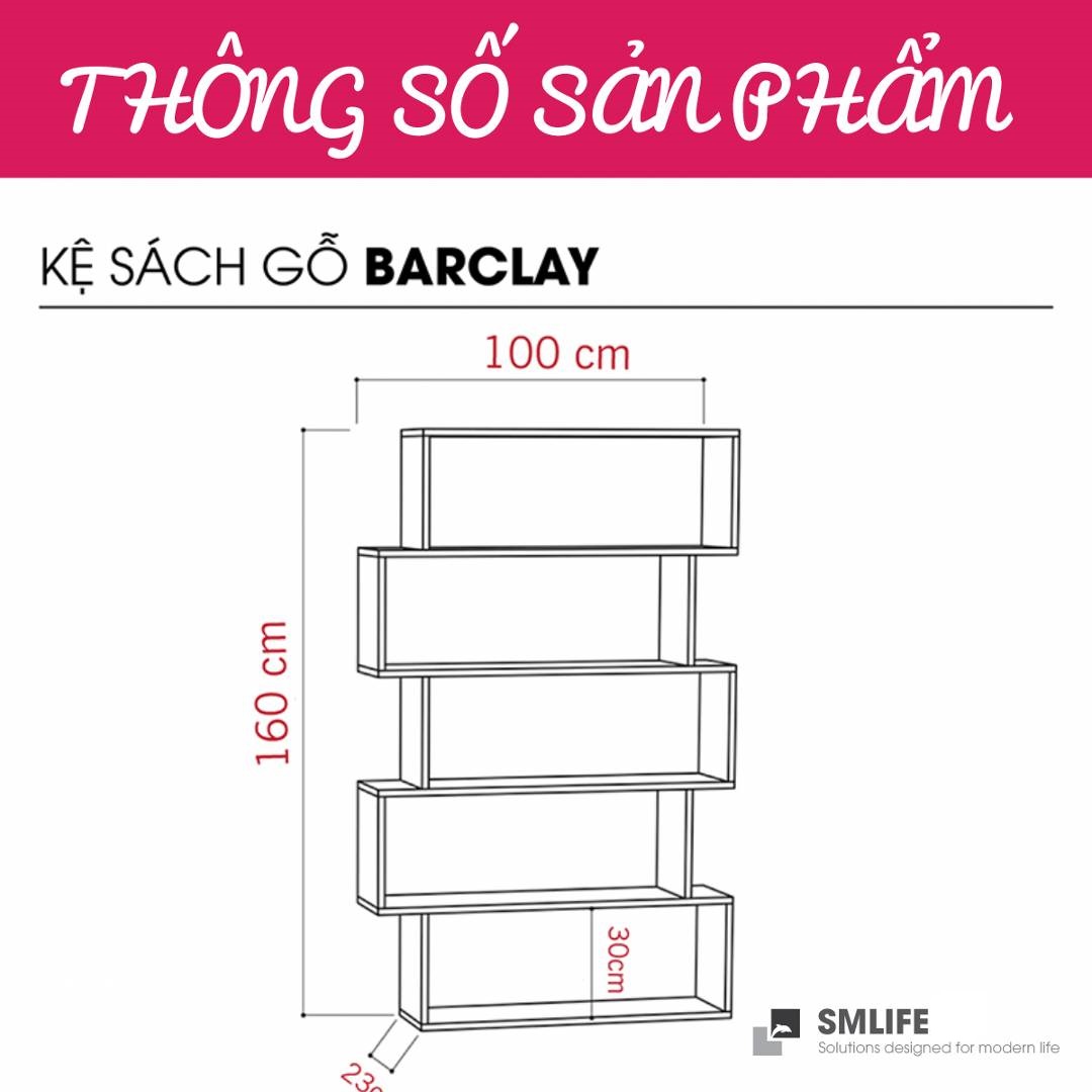 Giá sách đơn giản từ gỗ MDF SMLIFE Barclay