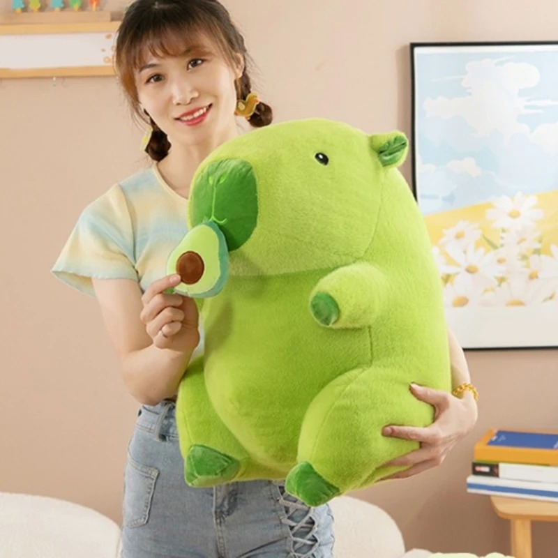 Thú nhồi bông capybara ăn bơ cute - Size từ 30cm đến 50cm - Quà tặng chuột lang nước xanh bơ êm mịn