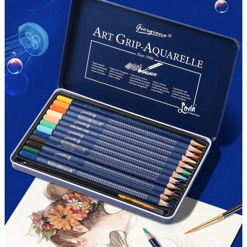 Bút chì màu nước Giorgione hộp Thiếc Cao Cấp Mới Lalunavn 24/36/48/72 màu vẽ cute xinh yêu