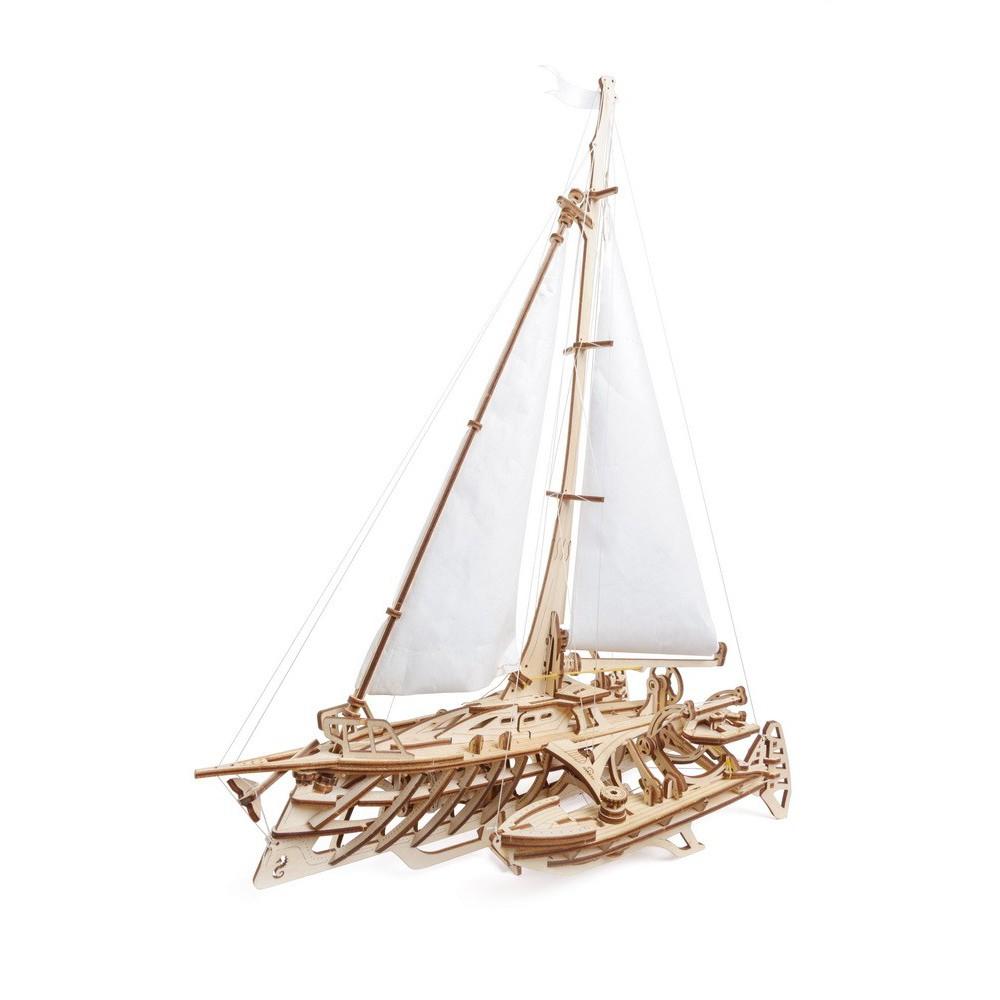 Mô hình gỗ cơ khí, Ugears Trimaran - Thuyền buồm cánh tam giác, mô hình lắp ráp 3D, chính hãng UGEARS, nhập khẩu nguyên bộ từ EU, đồ chơi trí tuệ