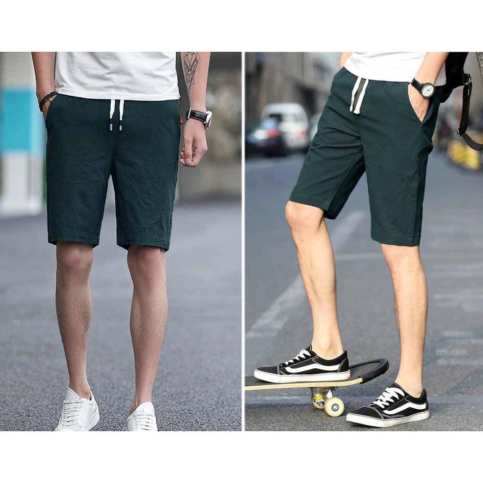 Quần Short Kaki lưng thun nam - Sọt Lững Kiểu Dáng Thể Thao Unisex sáu Màu Đen, Xám.đỏ,rêu.kem,trắng 04x