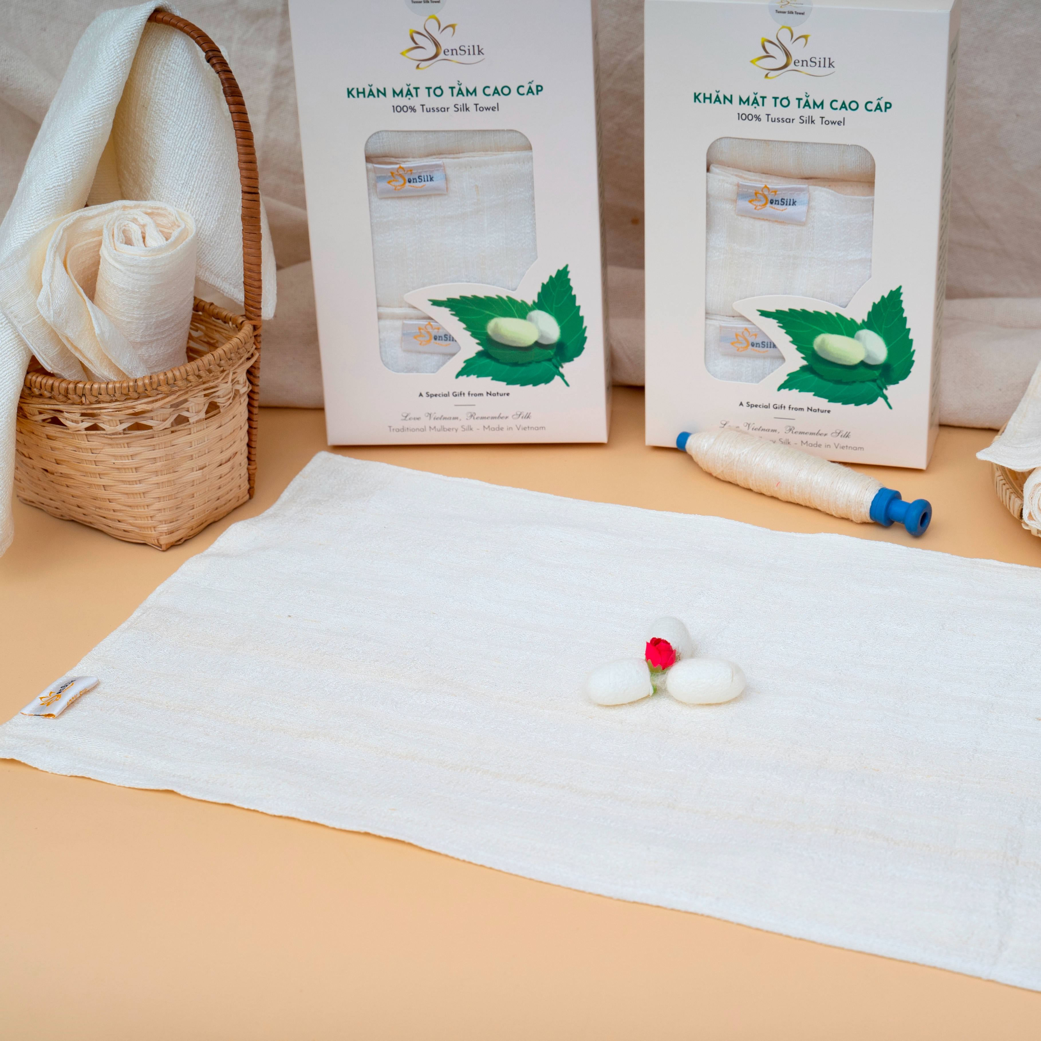 Khăn Mặt Tơ Tằm Cao Cấp SenSilk- Combo Hạnh Phúc 22 - Quà tặng Gia Đình