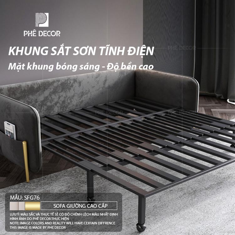 SOFA GIƯỜNG CAO CẤP EMILIA - SFG76 - Đệm mút 170x80x80