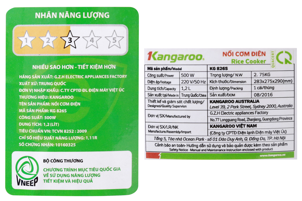 Nồi Cơm Điện Kangaroo KG826S (1.2L) - Cam - Hàng chính hãng