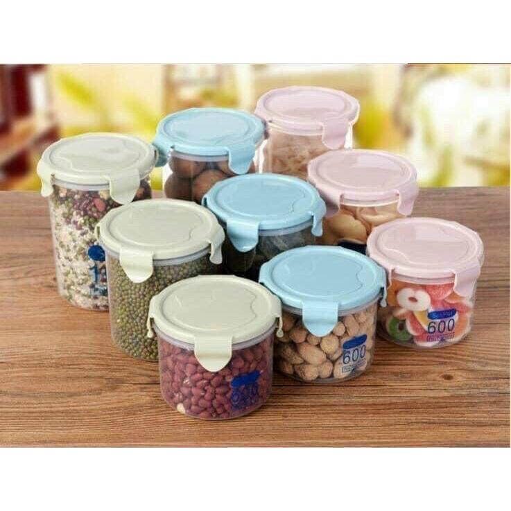 Set 3 hộp đựng thực phẩm, đựng hạt ngũ cốc, gia vị nắp kín, set gồm 3 hộp 600, 800, 1000ml, siêu tiện lợi