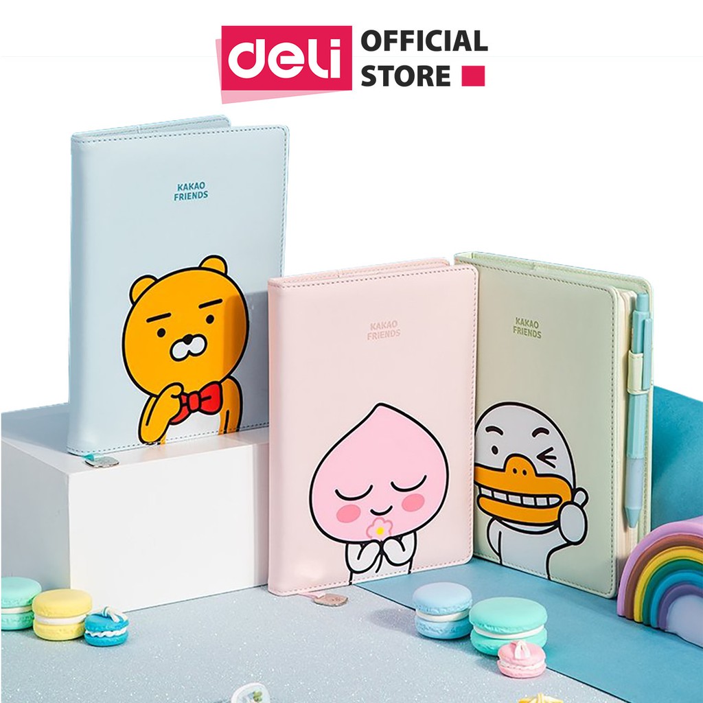 Sổ Tay Ghi Chép Bìa Da Pu Cao Cấp Deli X Kakao Friends 112 Trang -Khổ 140X193Mm-22252