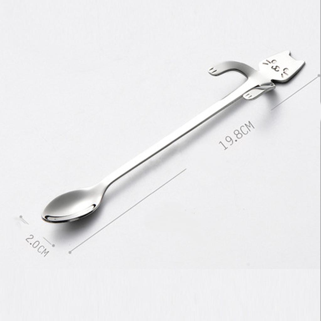 1 pc Lovely Cat Stainless Steel Hanging Spoons Dessert Spoons Tea Coffee Scoops