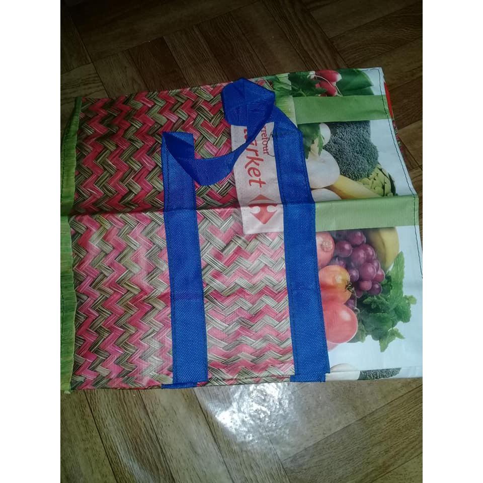 Túi bạt dứa nhỏ in hình thiên nhiên, hoa quả - KT 35x40x15cm thuận tiện đi chợ, đựng quần áo đi chơi, về quê