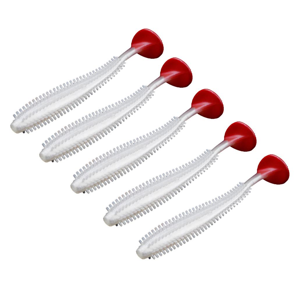 5 Pieces PVC Fishing Lure Bait Artificial Bait Tackle with T-tail