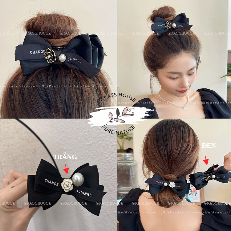 Kẹp búi tóc càng cua hình nơ chữ change phong cách Tiểu thư phụ kiện tóc nữ