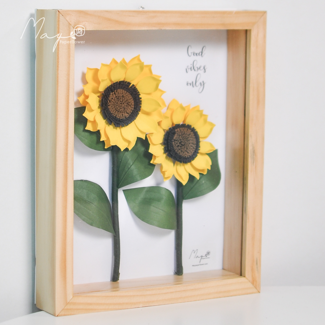 Tranh hoa giấy handmade trang trí cao cấp HOA HƯỚNG DƯƠNG 20x25 cm - Maypaperflower Hoa giấy nghệ thuật