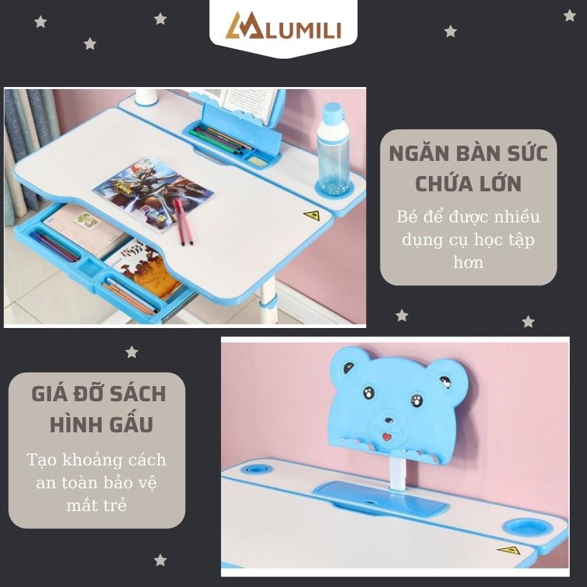 Bàn học sinh thông minh chống gù chống cận lumili B8 nâng hạ độ cao nghiêng mặt bàn cho bé