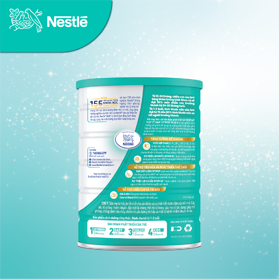 Sữa bột Nestlé NAN OPTIPRO PLUS 3 1500g/lon với 5HMO (1-2 tuổi)