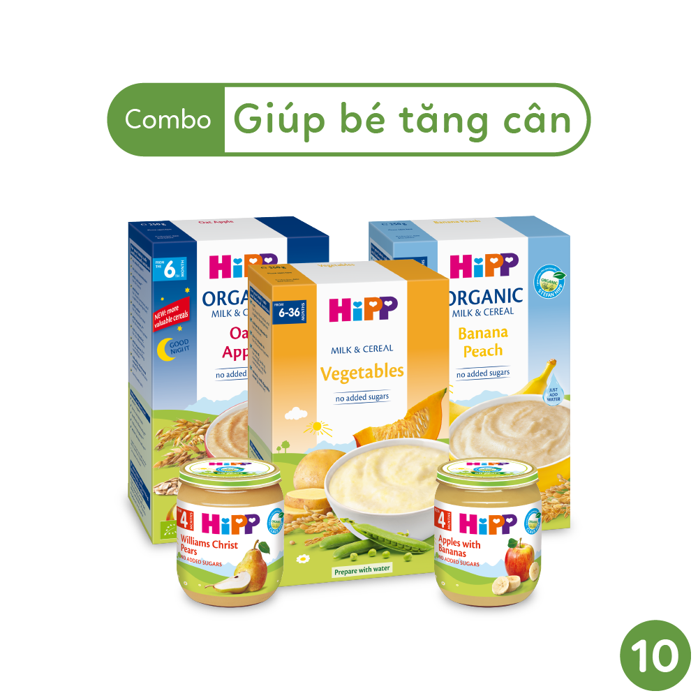 Combo ăn dặm HiPP Organic số 10: Giúp bé tăng cân dễ dàng