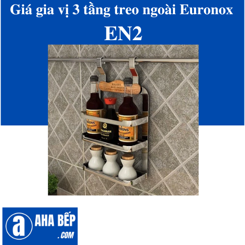 GIÁ GIA VỊ 3 TẦNG TREO NGOÀI NAN DẸT EURONOX EN2. Hàng Chính Hãng