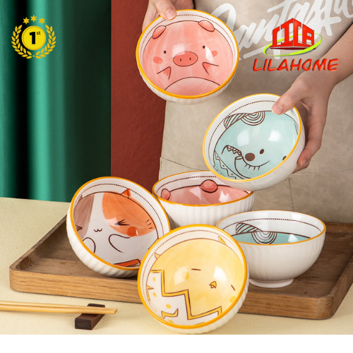 Bộ 6 Chén (Bát) Cơm Phong Cách Nhật Bản Họa Tiết Đáng Yêu Kèm Hộp Quà Sang Trọng + Tặng 6 Đôi Đũa Cùng Bộ - Hàng Chính Hãng (Giao Mẫu Và Màu Ngẫu Nhiên)