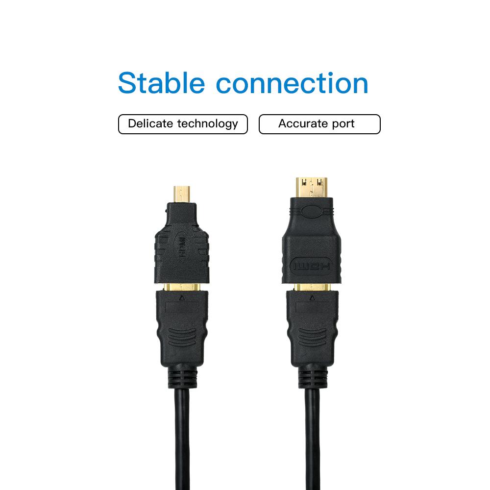3 in 1 HD Cable Cord HD Male to Male Wire Line + Micro HD Adaptor + Mini HD Adapter 1.5M