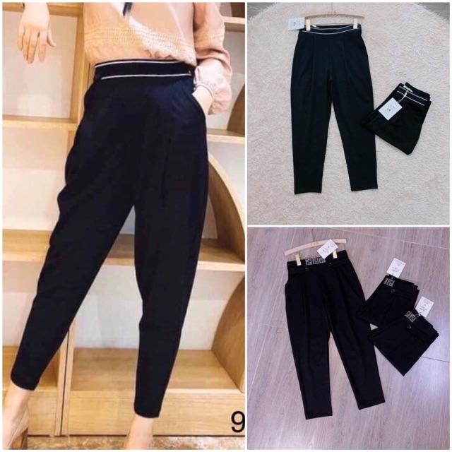 Quần nữQuần baggy umi cạp viền + đính đá cạp cao