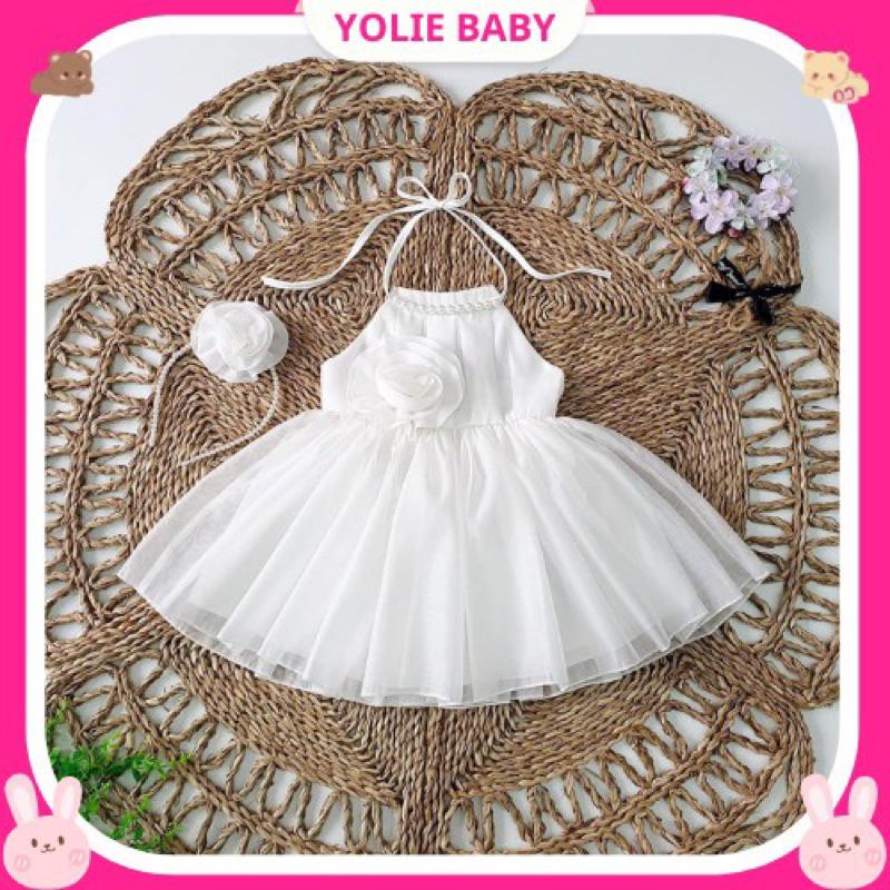 Váy yếm công chúa kèm bờm cài ngọc xinh xắn cho bé gái 4kg đến 30kg