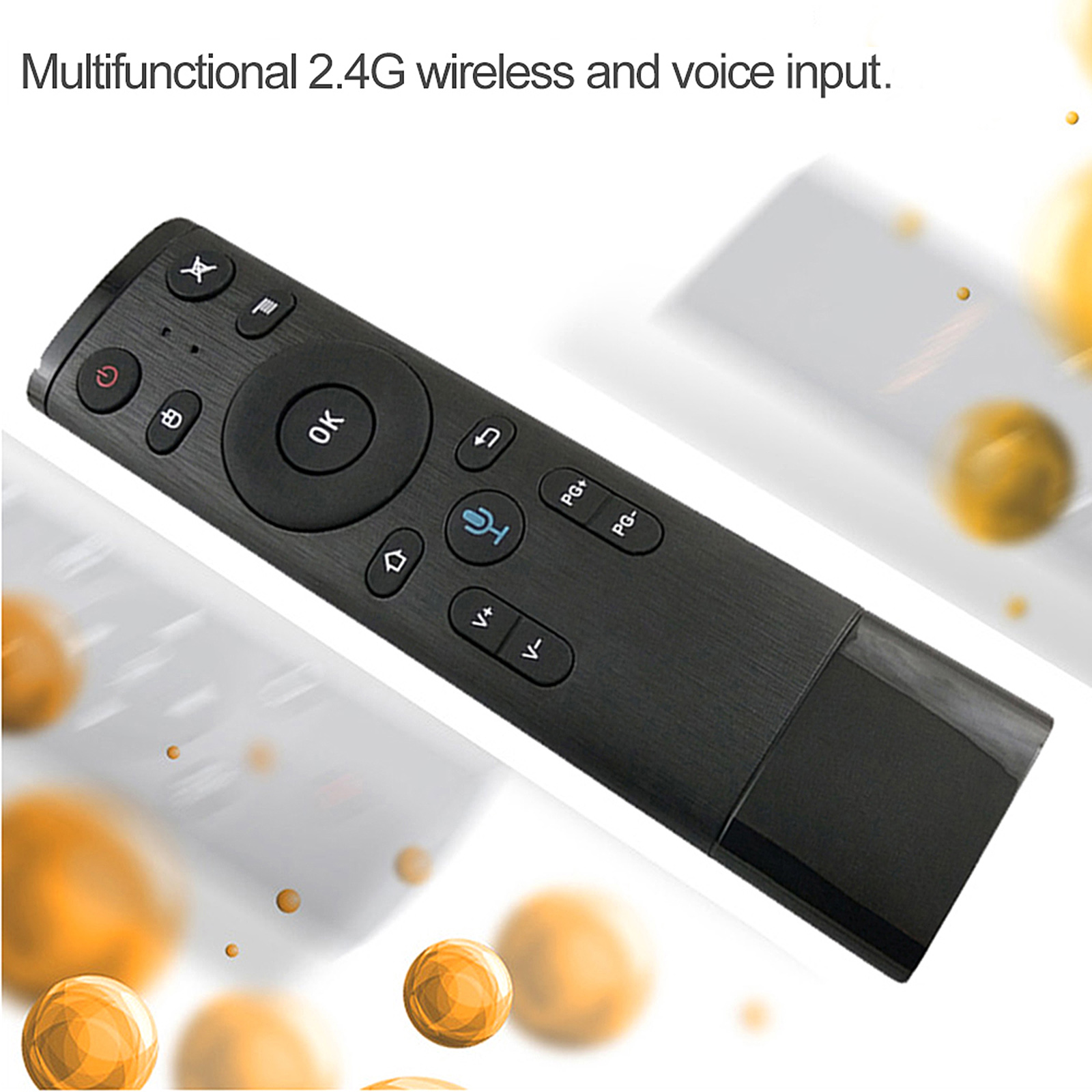 Điều Khiển Từ Xa Không Dây Bằng Giọng Nói 2.4g USB Đầu Dành Cho TV Thông Minh AnDroid TV Box HtPC PC Máy Chiếu, Màu Đen