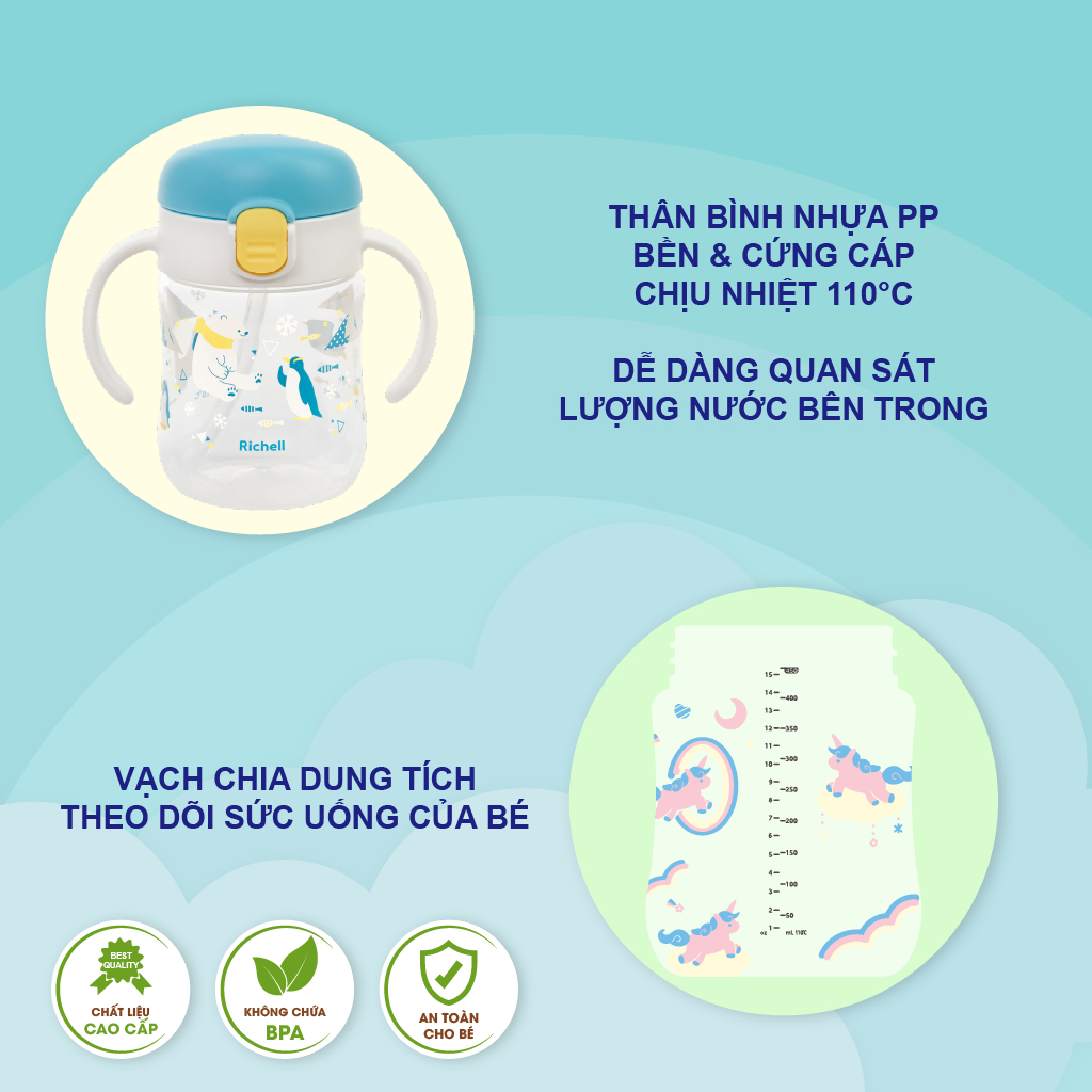Bình tập uống nước RICHELL Nhật MUGOOD bước 1 | Baby