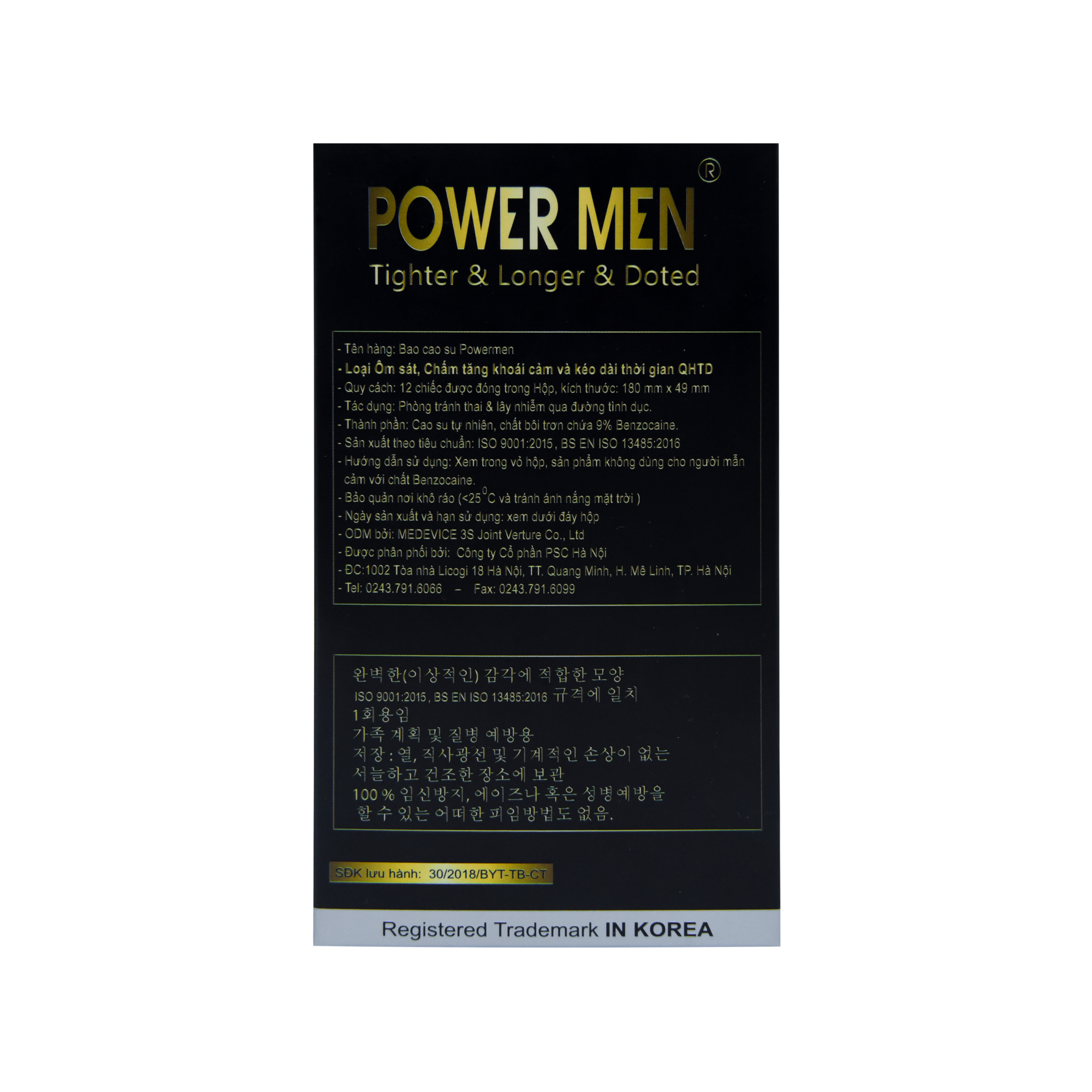 Bao cao su Powermen Ôm sát, Tăng khoái cảm cho Nữ, Kéo dài thời gian quan hệ cho Nam (size 49mm)