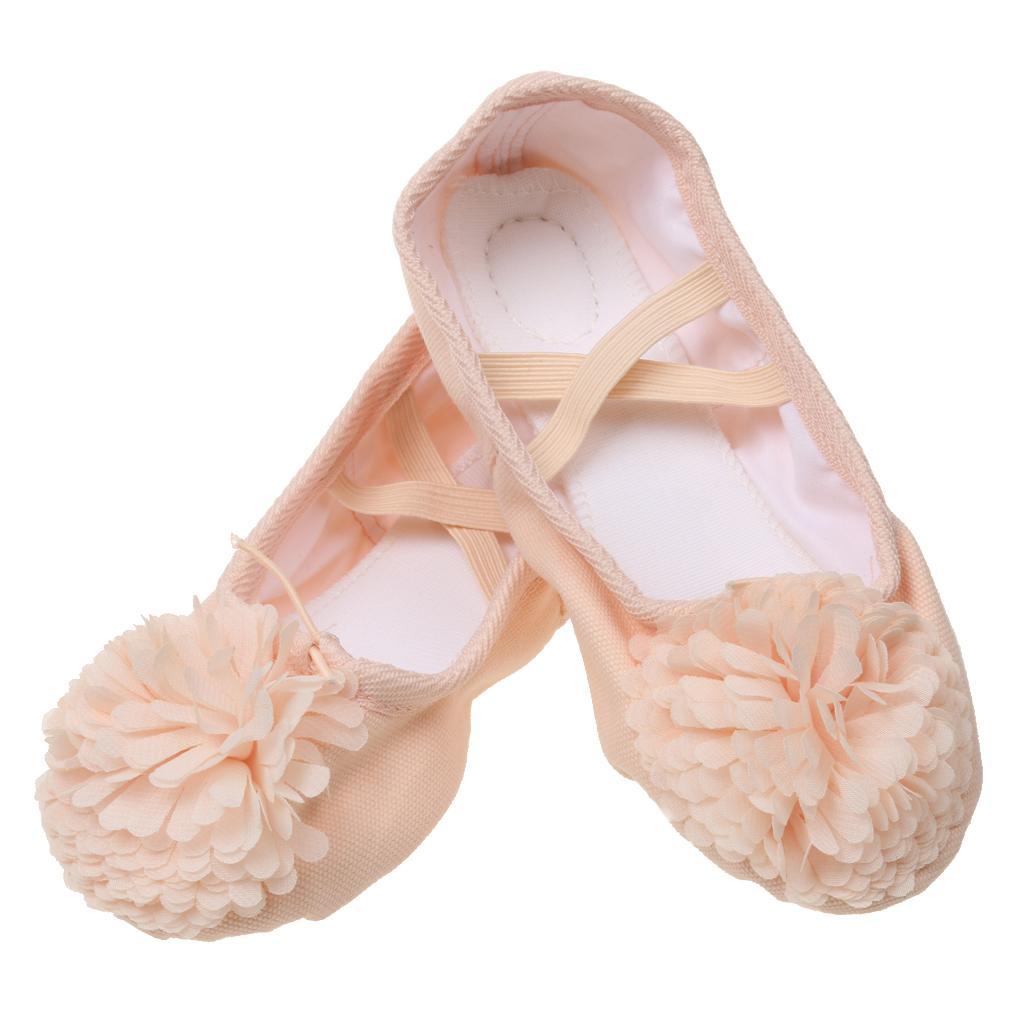 New Soft Dance Ballet Yoga Canvas Leather Split Sole Shoes For Child Girls