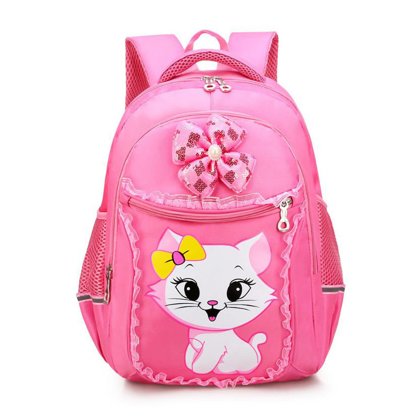 Balo Tiểu Học Dễ Thương Cho Bé Gái Hình Con Mèo - Balo In Hình 