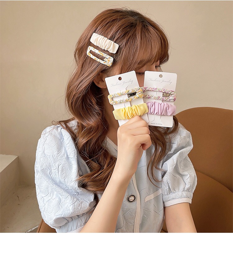 Set 2 kẹp tóc vải hoạ tiết vintage hàn quốc