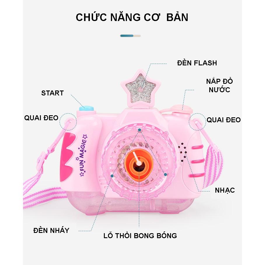 MÁY ẢNH THỔI BONG BÓNG 3IN1 CÓ DÂY ĐEO, ĐÈN NHẤP NHÁY, NHẠC VUI NHỘN CHO BÉ