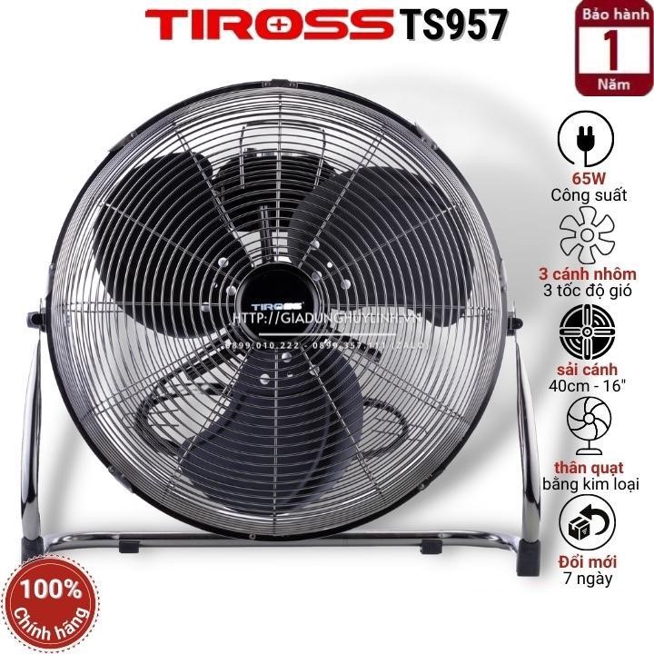 Quạt sàn chân quỳ Tiross TS-957, cánh nhôm 40cm chắc chắn, công suất 65W - Hàng chính hãng