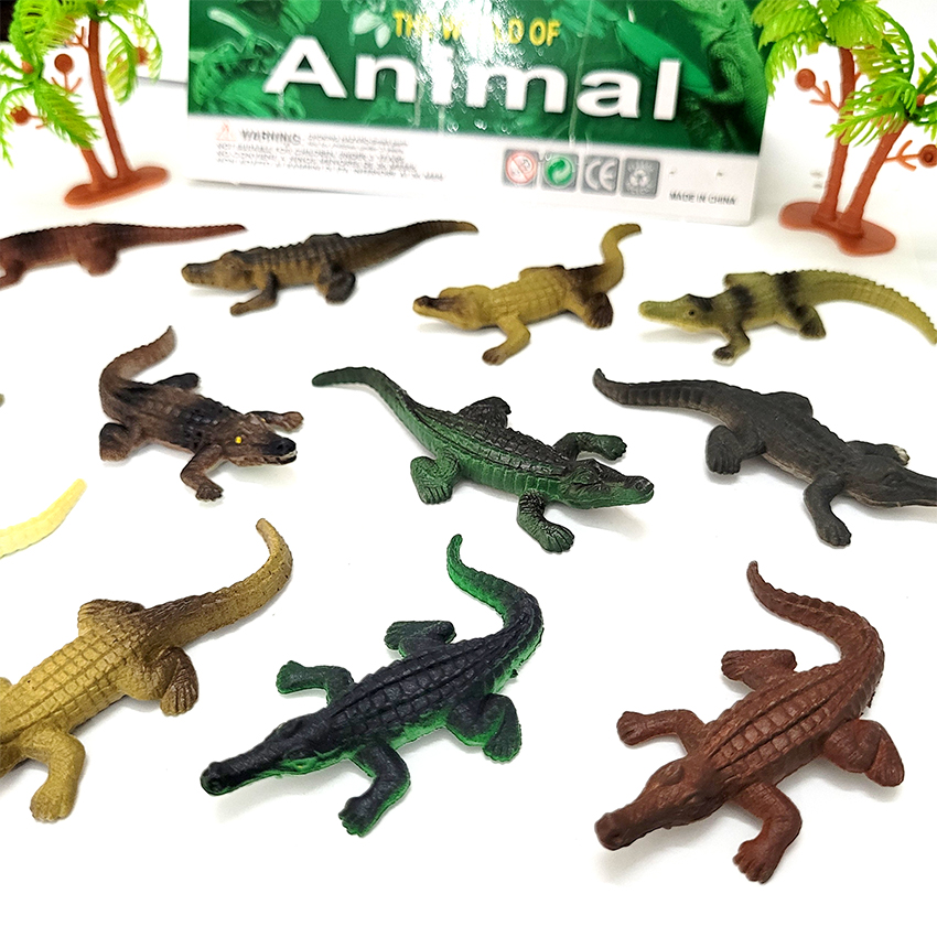 Đồ chơi động vật 12 Cá Sấu mô hình nhựa 5.5 cm Wild Animal xinh xắn nhiều màu