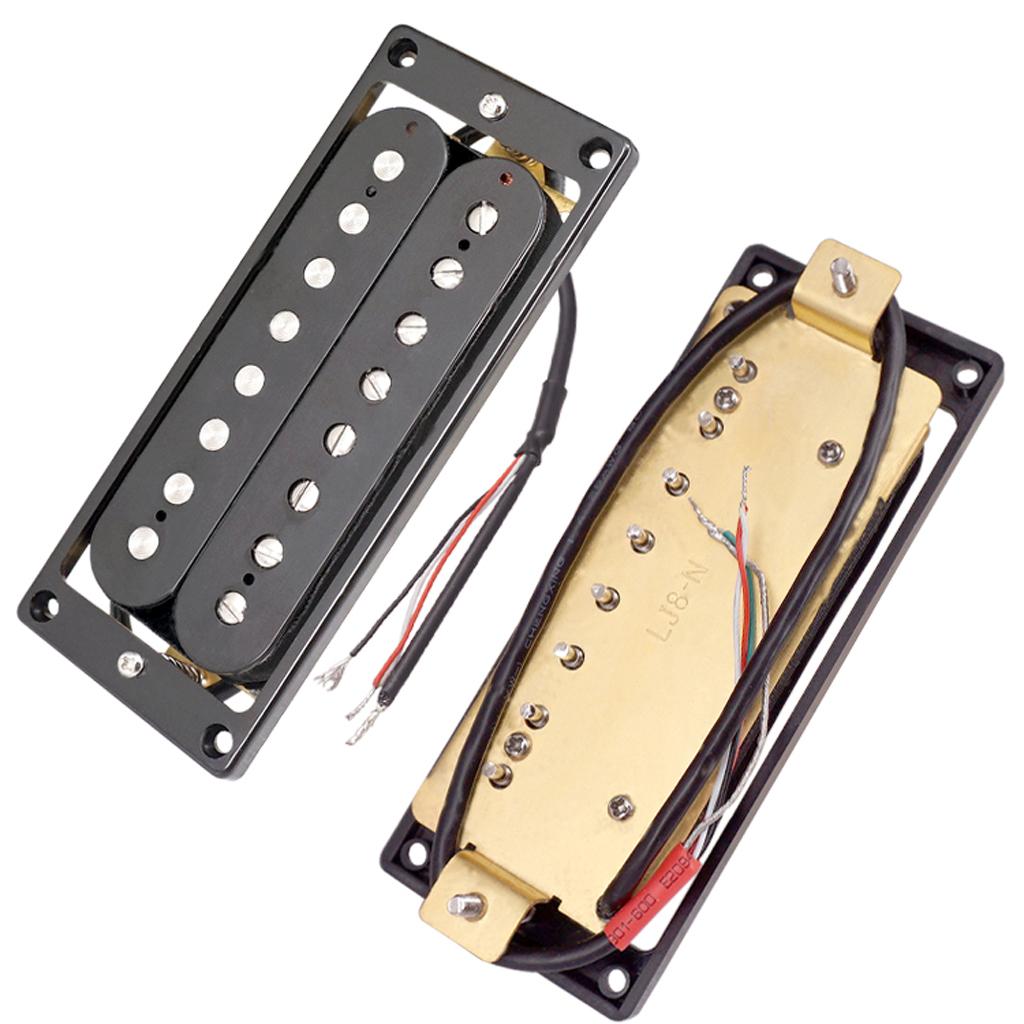 2 chiếc Đầu Ra Cao Guitar Đôi Phối Xanh Humbucker Bán Tải Cổ Cầu Bộ Đen