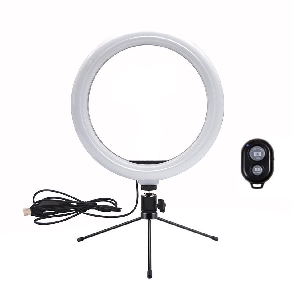 đèn LED Ring Light 2900-6500K với giá đỡ để bàn Màn trập từ xa cho trang điểm truyền phát video 10in / 26cm Video LED Ring Light 2900-6500K 