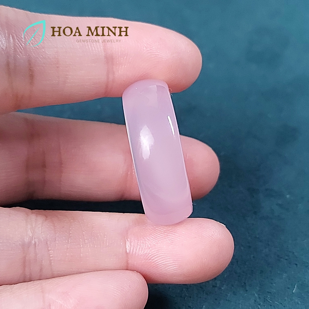 Nhẫn đá Mã Não hồng phớt dày nhẫn 8.8 li size lớn đường kính 19mm