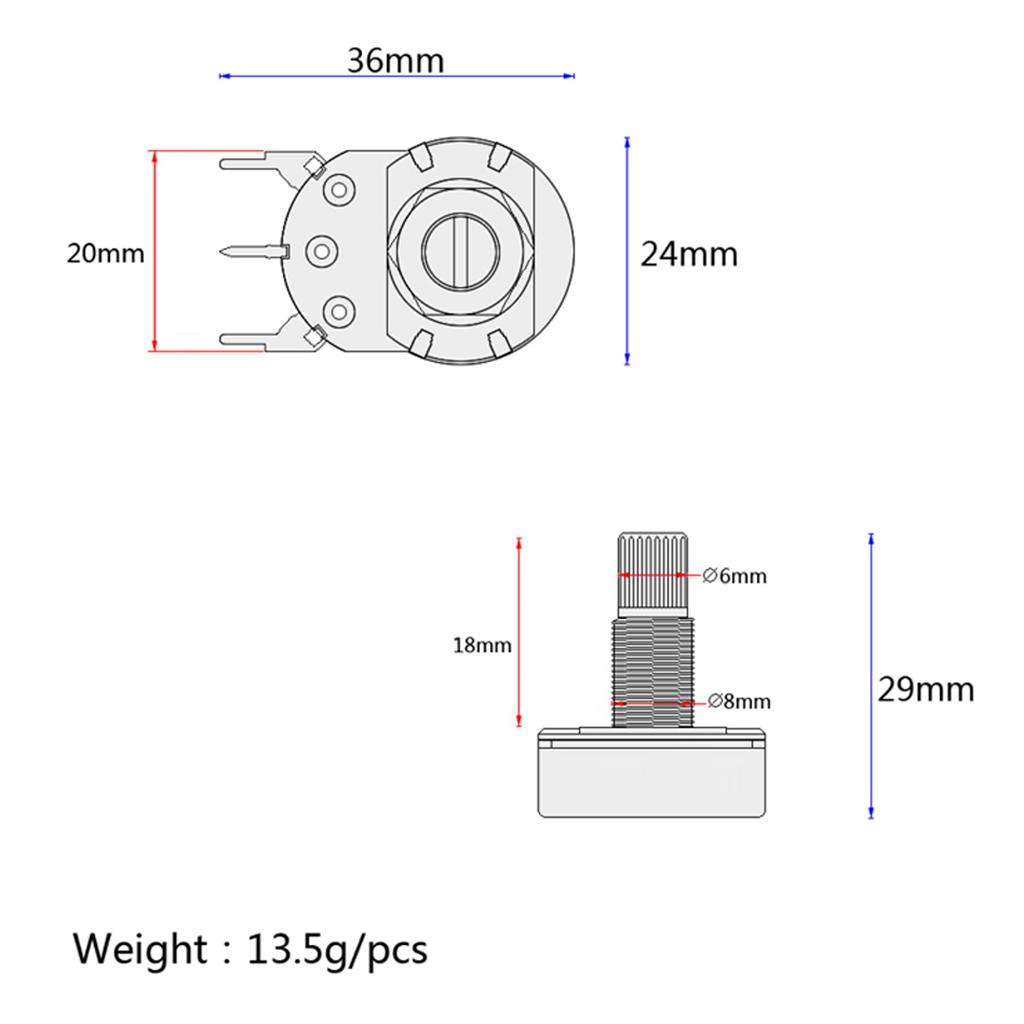 10 Pieces A250K Potentiometer Mini Guitar Push Pots 18mm Split Shaft for Electric Guitar Parts