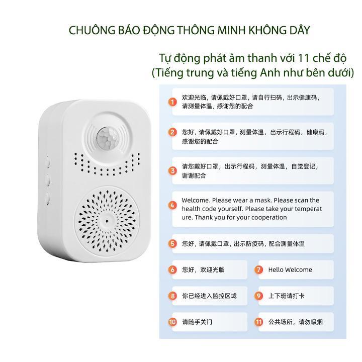 Chuông cảm biến thông minh tự động nhắc nhở bằng giọng nói, không dây (có chế độ tự ghi âm giọng nói)