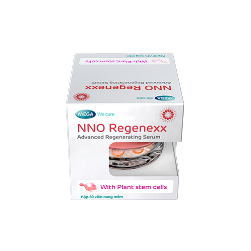 Serum mờ nếp nhăn, giúp da săn chắc - Tế bào gốc thực vật Iris &amp; Hibiscus - NNO REGENEXX Mega We Care (30 viên)