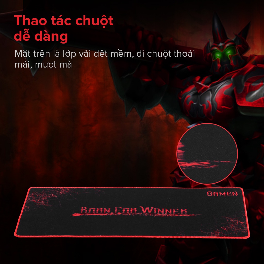 Tấm lót chuột Gamen GP-XL bàn di chuột kiểu dáng gaming kích thước lớn 70x30 cm - Hàng Chính Hãng