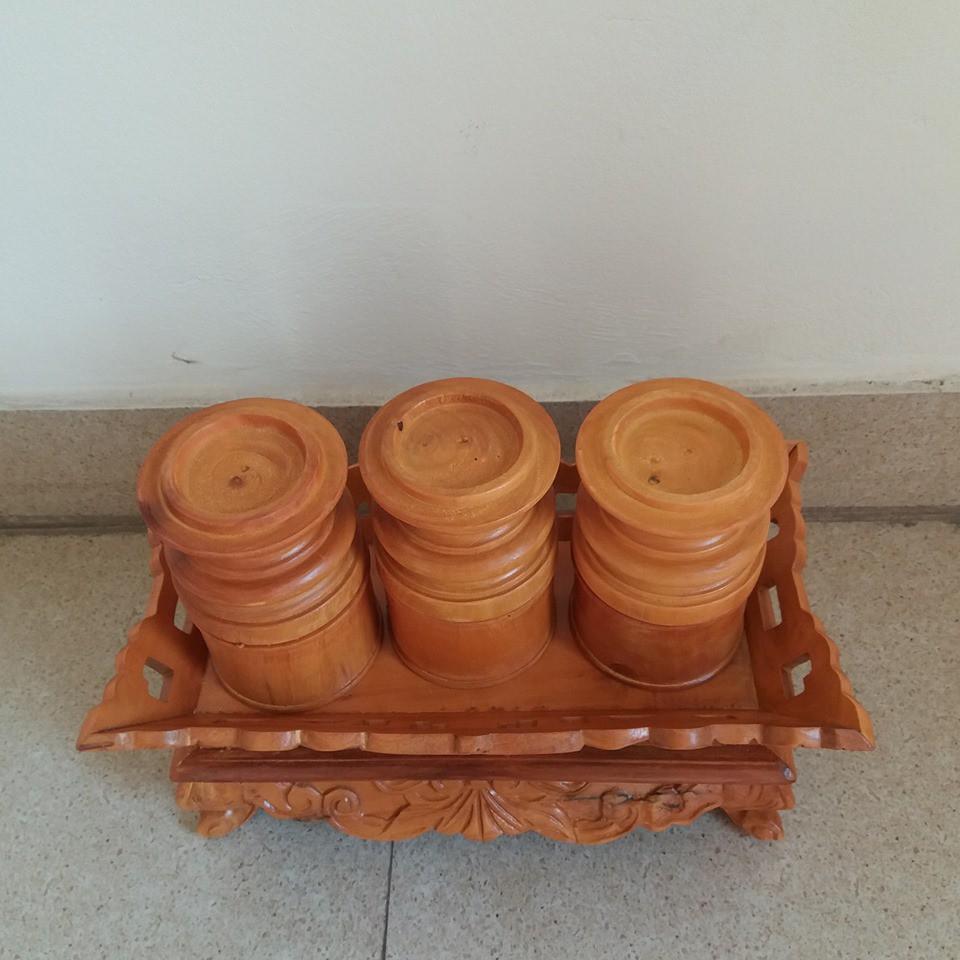 Đồ thờ -đài thờ cúng gỗ mít kích thước cao 18cmx20cmx40cm + 3 quả đài