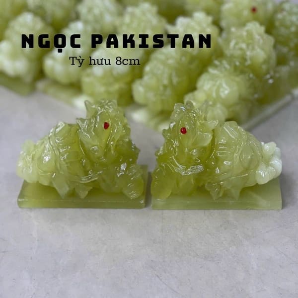 Cặp Tỳ Hưu Phong Thủy Ngọc Pakistan 8cm chất ngọc đẹp