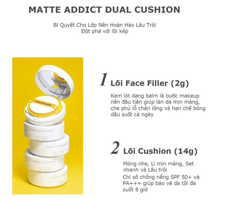 Phấn nước Lemonade Matte Addict Dual Cushion