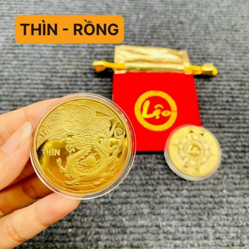 Đồng May Mắn 12 con Giáp kèm theo Túi May Mắn bạn có thể mang trong bóp Ví, để mang lại May mắn Tài Lộc quanh Năm